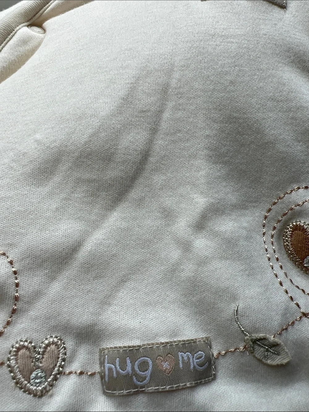 Natures Purest | Cream Hooded Baby Puffer Coat Heart Embroidery NWT Size 3-6M